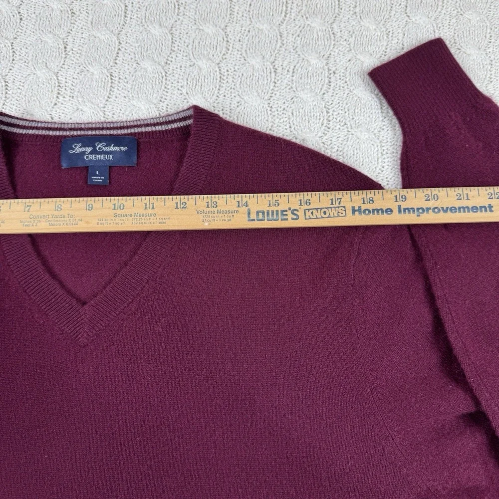 daniel cremieux Luxsury Cashmere V Neck Sweater Men's Large Burgundy Pullover